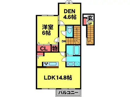 ヴィラエクセルⅡ(1SLDK/2階)の間取り写真
