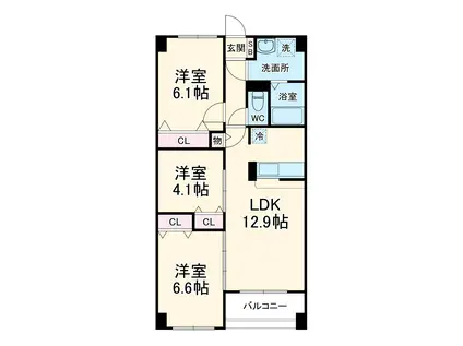 S-FORT青葉しらとり台(3LDK/1階)の間取り写真