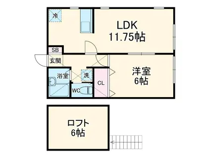 グリーンハイツ(1LDK/1階)の間取り写真