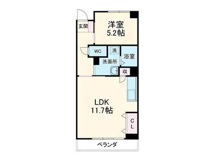 メゾン中川(1LDK/5階)の間取り写真