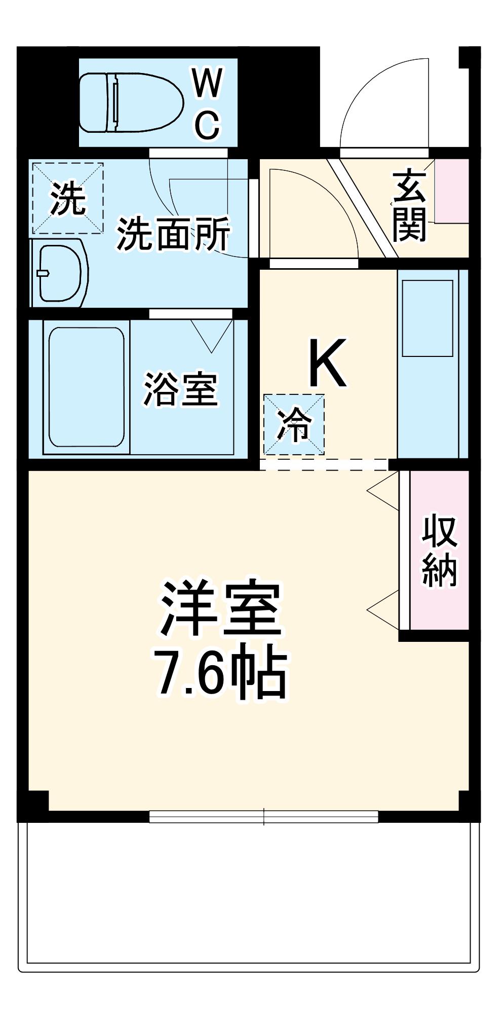 ラヴィール(1K/4階)の間取り写真