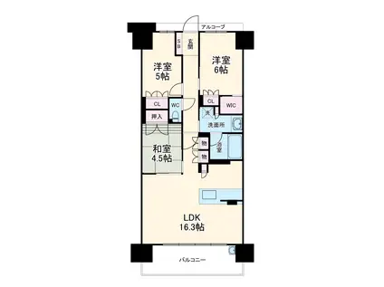 勝川サザンクラスα(3LDK/14階)の間取り写真