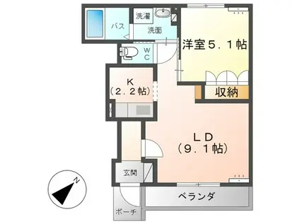 サンガーデン(1LDK/1階)の間取り写真