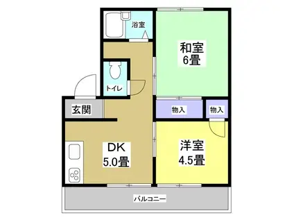 ウエストHILL21(2DK/1階)の間取り写真