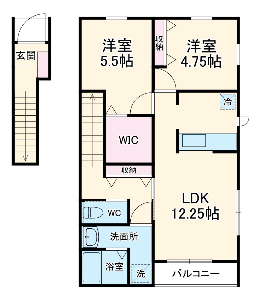 リーブルファイン南平野Ⅴ(2LDK/2階)の間取り写真
