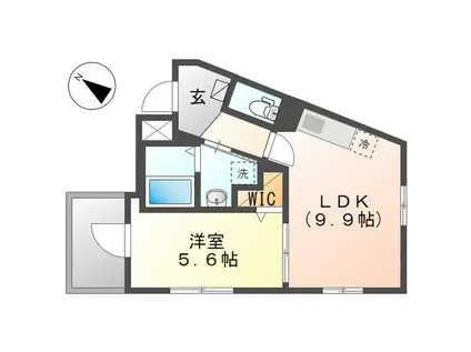 DIMORA北千住(1LDK/2階)の間取り写真