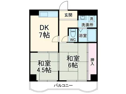 金城マンション(2DK/3階)の間取り写真