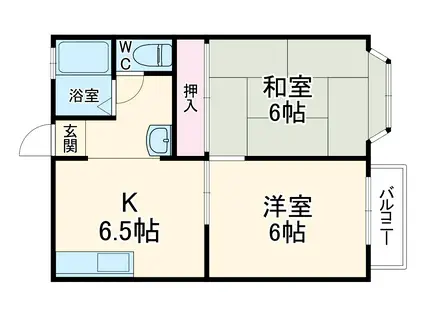 サニーヒルズ 韮崎(2DK/2階)の間取り写真