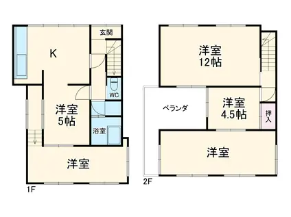 京成電鉄松戸線 鎌ケ谷大仏駅 徒歩18分 2階建 築48年(4LDK)の間取り写真
