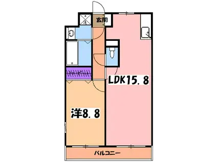 壱番館元今泉(1LDK/4階)の間取り写真