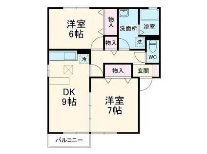 リビングタウン野田A(2LDK/1階)の間取り写真