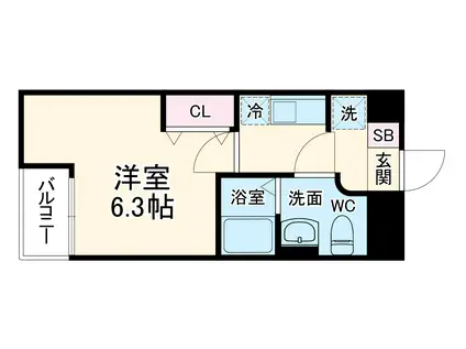 グランデコート西院三蔵(1K/1階)の間取り写真