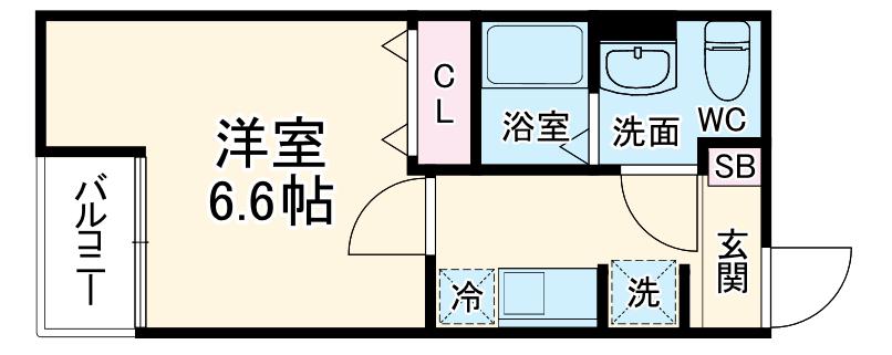 グランデコート西院三蔵(1K/2階)の間取り写真