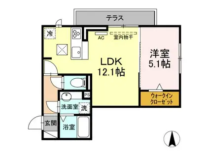 クオーレ(1LDK/1階)の間取り写真