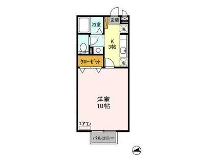 ADONIS.Ⅰ(1K/2階)の間取り写真