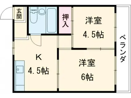 マンション花川(2K/2階)の間取り写真