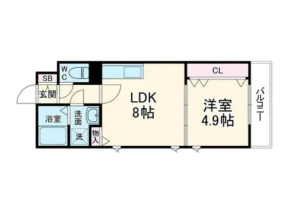 LA CASA RILASSANTE(1LDK/2階)の間取り写真