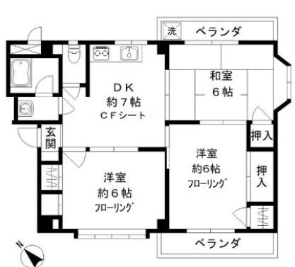 コーポプリンス2(3DK/2階)の間取り写真