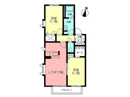 アドニス2(2LDK/2階)の間取り写真