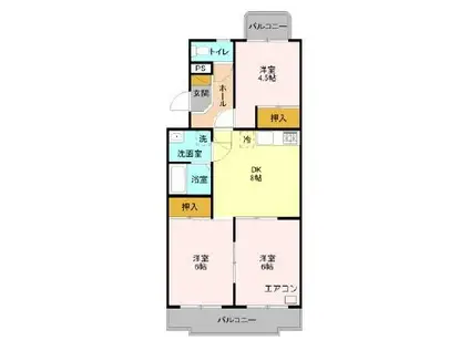 グランドムール上福岡(3DK/1階)の間取り写真