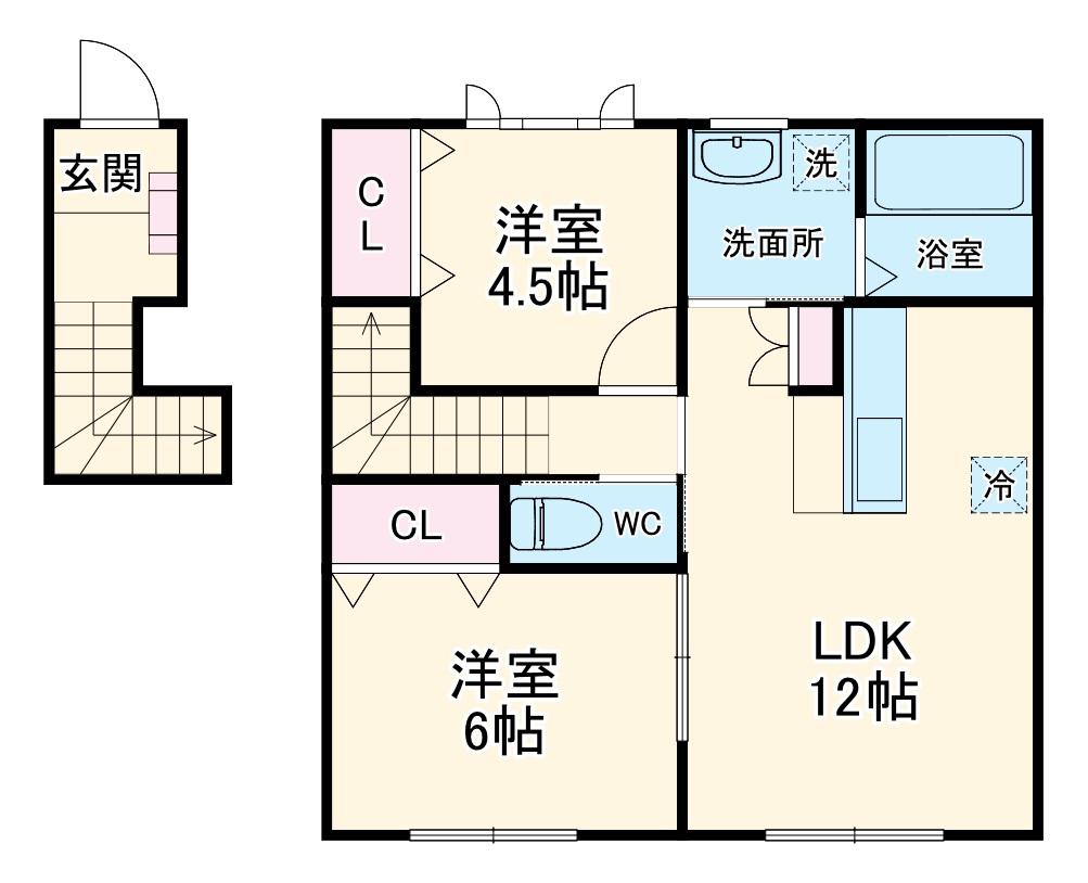 VILLA FRONTIER(2LDK/2階)の間取り写真