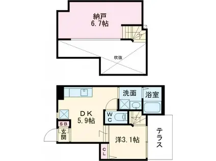 DREAMSTAGE吉塚BLOOMドリームステージヨシヅカ(1SDK/1階)の間取り写真