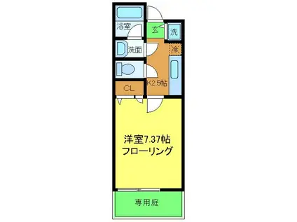 ワイズ クレスト 久米田(1K/2階)の間取り写真