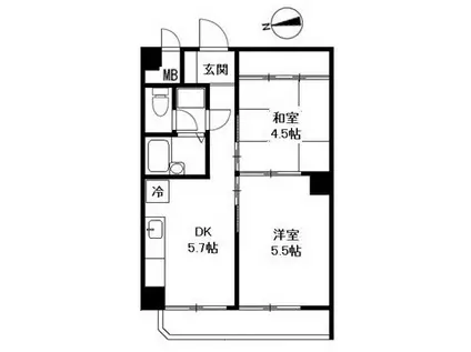 サザンハイム八王子(2DK/2階)の間取り写真