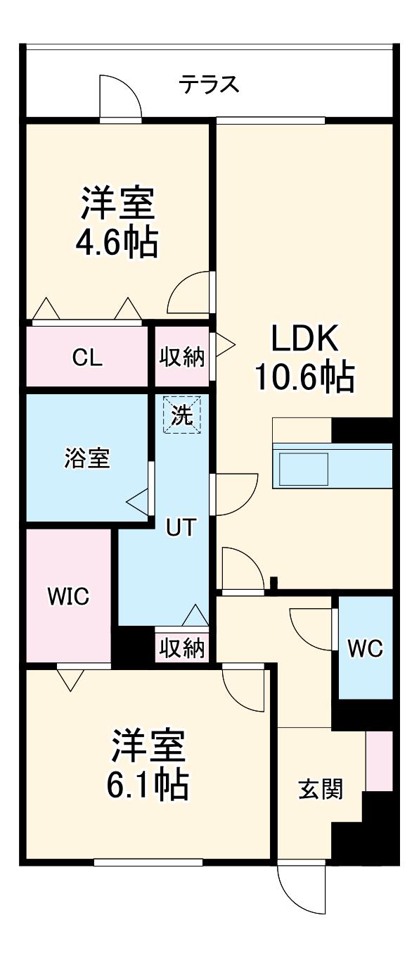 グリーヴィラ柱曙(2LDK/1階)の間取り写真