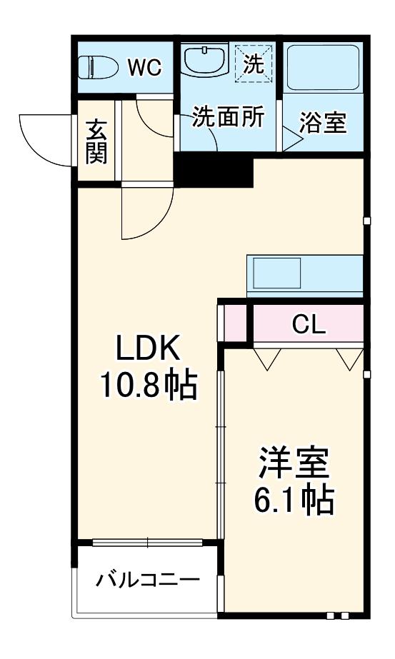 マリーベル蛍池(1LDK/2階)の間取り写真
