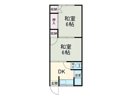 三栄荘(2DK/2階)の間取り写真
