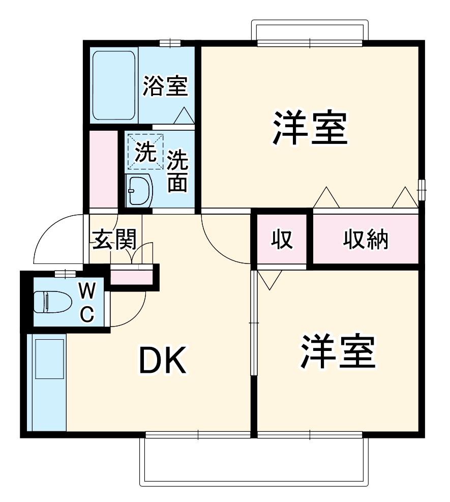 アーバン大河原(2DK/1階)の間取り写真