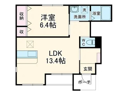 ホーク・フェザー(1LDK/1階)の間取り写真