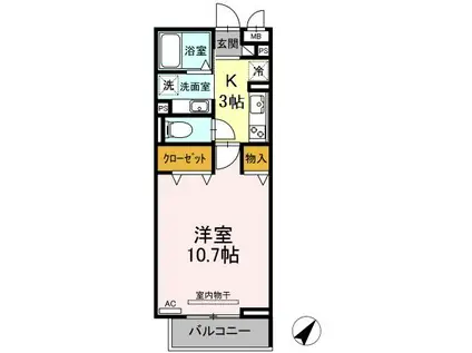 BODHI(1K/3階)の間取り写真