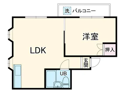 第2F・Kマンション(1LDK/2階)の間取り写真