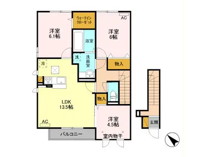 カーサ ソレール II C(3LDK/2階)の間取り写真
