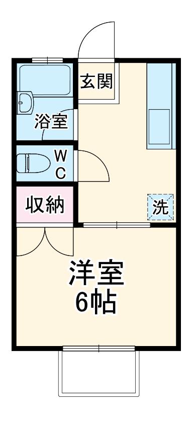 ウイングC(1K/1階)の間取り写真