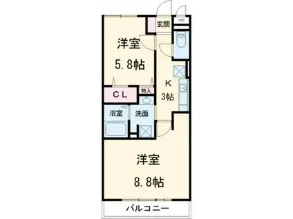 アンクレージュ(2K/1階)の間取り写真