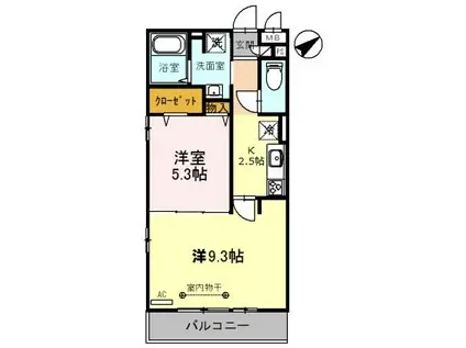 アンクレージュ(2K/2階)の間取り写真