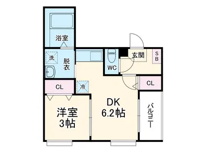 シャルム名古屋Ⅱ(1DK/3階)の間取り写真