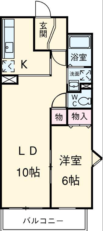 石川橋セブン(1LDK/5階)の間取り写真