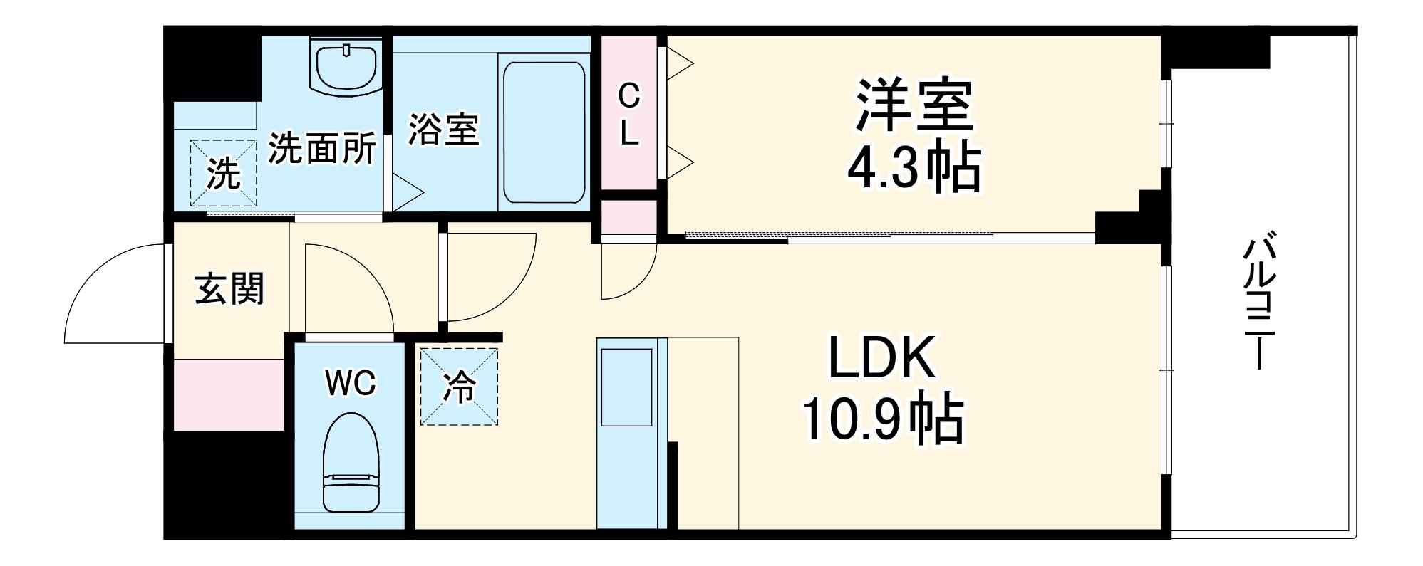 スプランディッド難波キャトル(1LDK/5階)の間取り写真