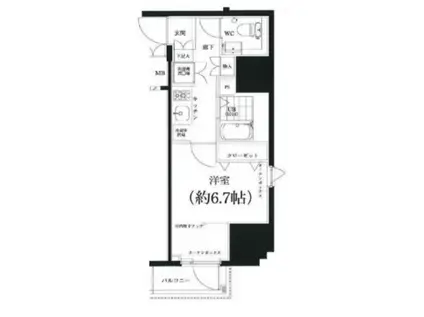 スパシエ八王子クレストタワー(1K/3階)の間取り写真