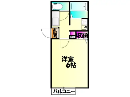 ANNIVERSARY(1K/2階)の間取り写真