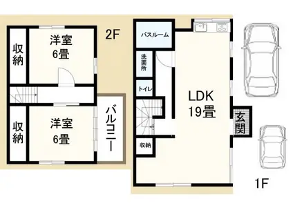総武本線 八街駅 徒歩12分 2階建 築51年(2LDK)の間取り写真