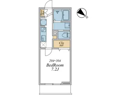 ウインドテラス八千代台北Ⅱ(1K/3階)の間取り写真