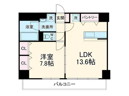 MERVEILLE IIDA北園(1LDK/2階)の間取り写真
