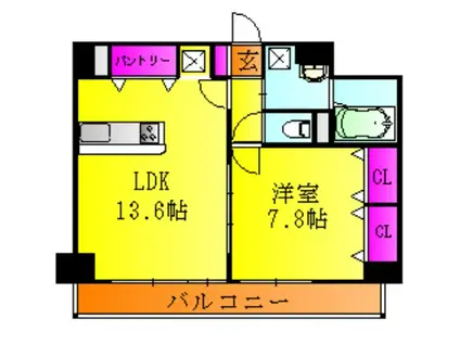 MERVEILLE IIDA北園(1LDK/6階)の間取り写真