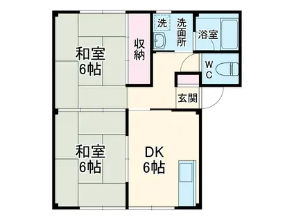 グランドハイツA(2DK/2階)の間取り写真