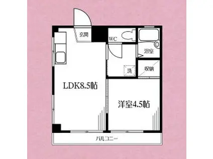 ベルウッド桜台(1LDK/2階)の間取り写真